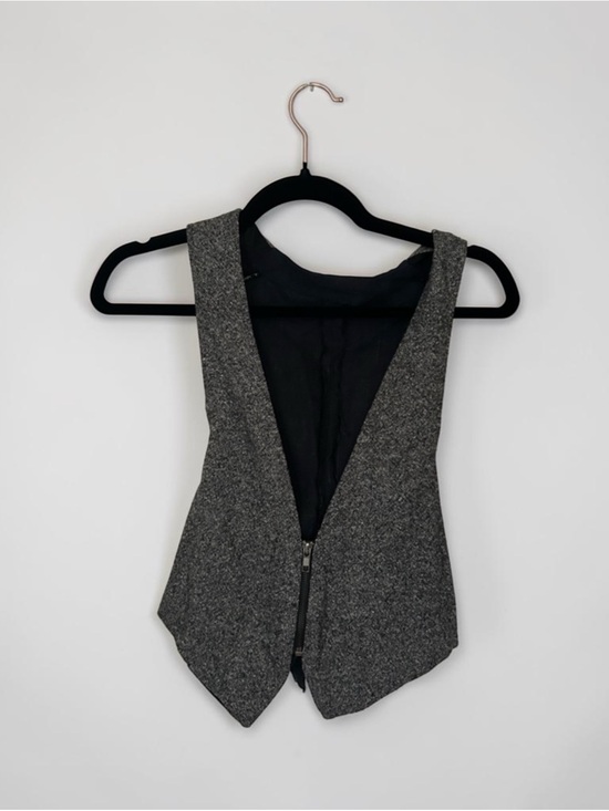 Greg Lauren Tops - Womens Gray Tweed Zip-Front Vest
